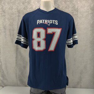 New England Patriots Shirt Mens Large Blue NFL Football Gronkowski 87 Jersey